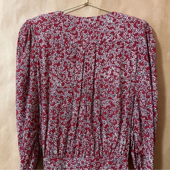 BA&SH | Crystal Dress Carmin Printed Shoulder Pad Ruched Crepe Mini Dress Size S - Picture 12 of 16